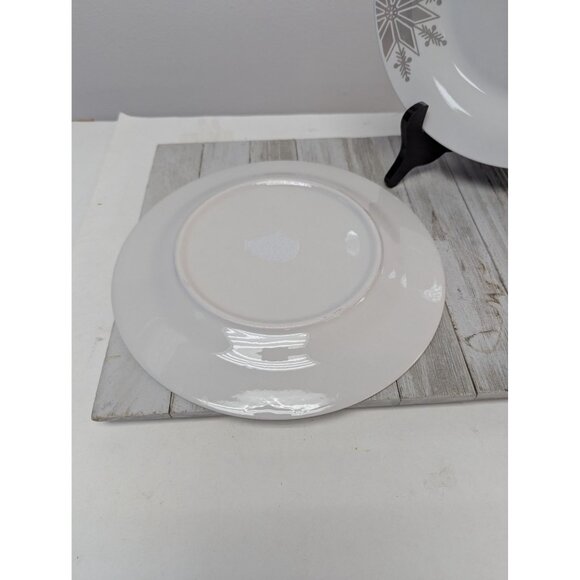 Royal Norfolk Silver Snowflakes Set Of 2 Christmas Holiday Dinner Plates 10 5/8" - Picture 4 of 7